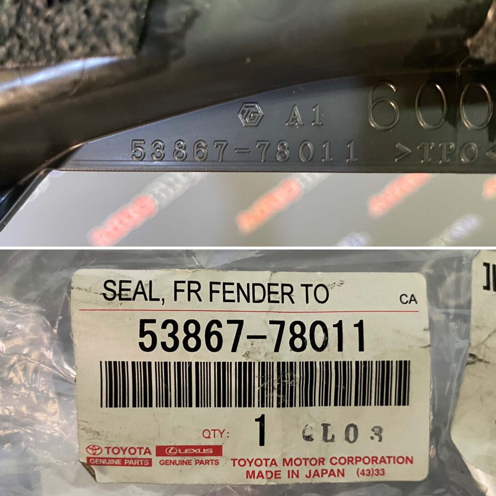 Уголок решетки, жабо под дворники левый TOYOTA 53867-78011 / 5386778011 — изображение 3