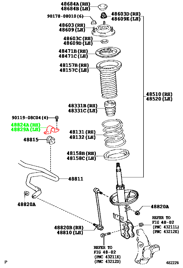 Крепление переднего стабилизатора TOYOTA 48824-26210 / 4882426210 — изображение 2