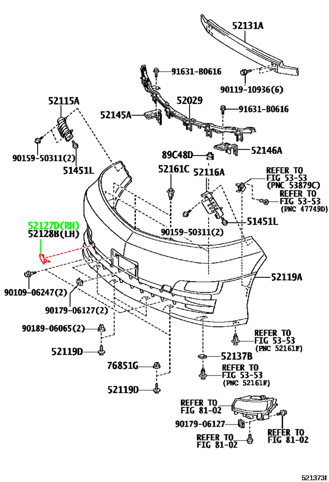 Заглушка переднего бампера правая TOYOTA 52127-58060-B1 / 5212758060B1 — изображение 4