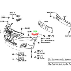 Крепление переднего бампера левое TOYOTA 52536-33040 / 5253633040
