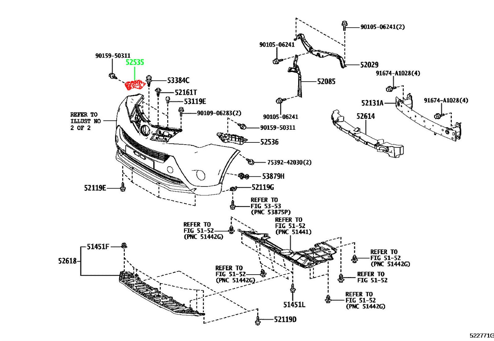 Крепление переднего бампера правое TOYOTA 52535-42070 / 5253542070
