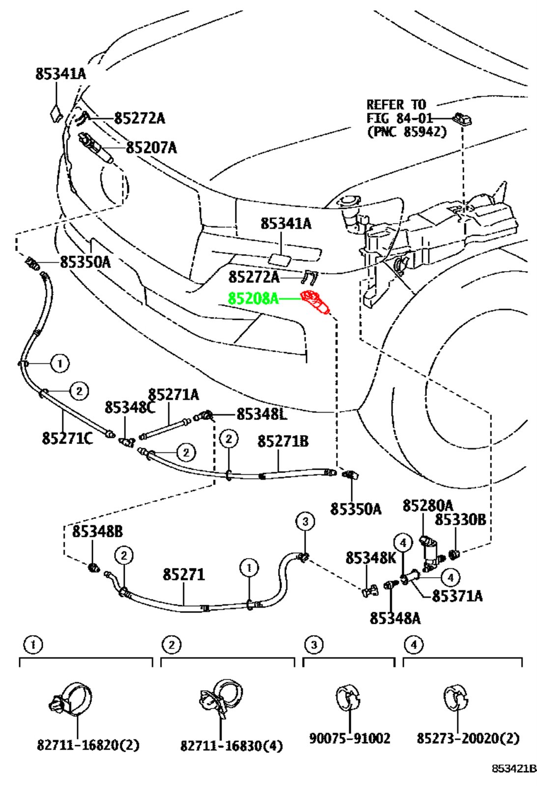 Форсунка омывателя фар левая TOYOTA 85208-60110 / 8520860110