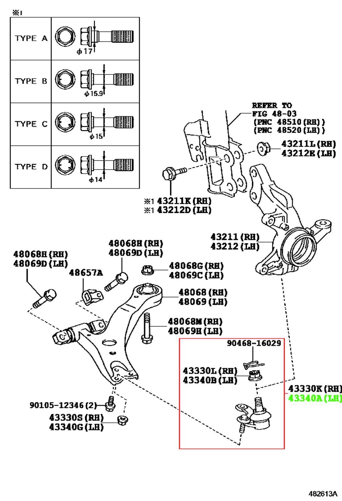 Шаровая опора передний левый TOYOTA 43340-49035 / 4334049035 — изображение 2