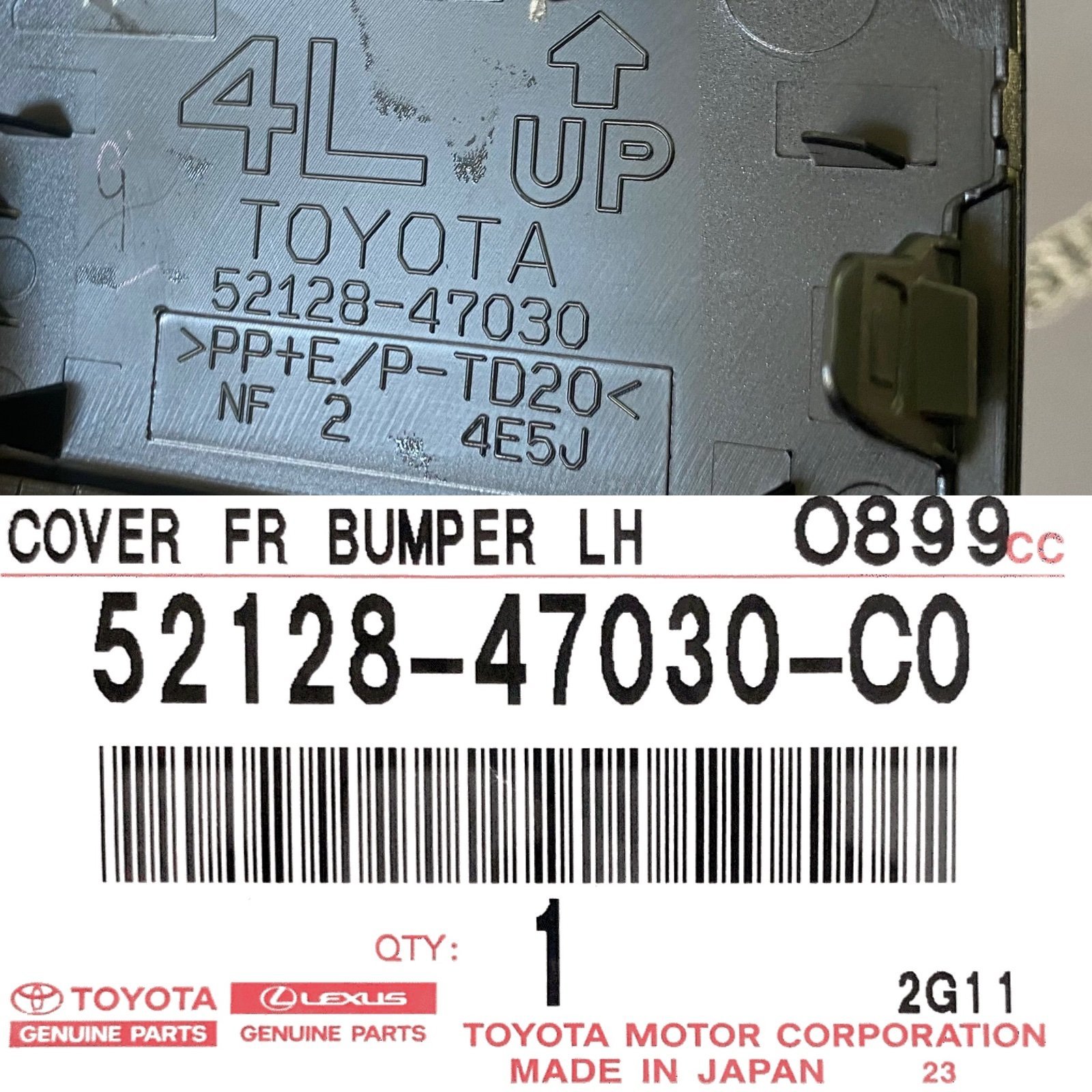 Заглушка переднего бампера левая TOYOTA 52128-47030-C0 / 5212847030C0 — изображение 3