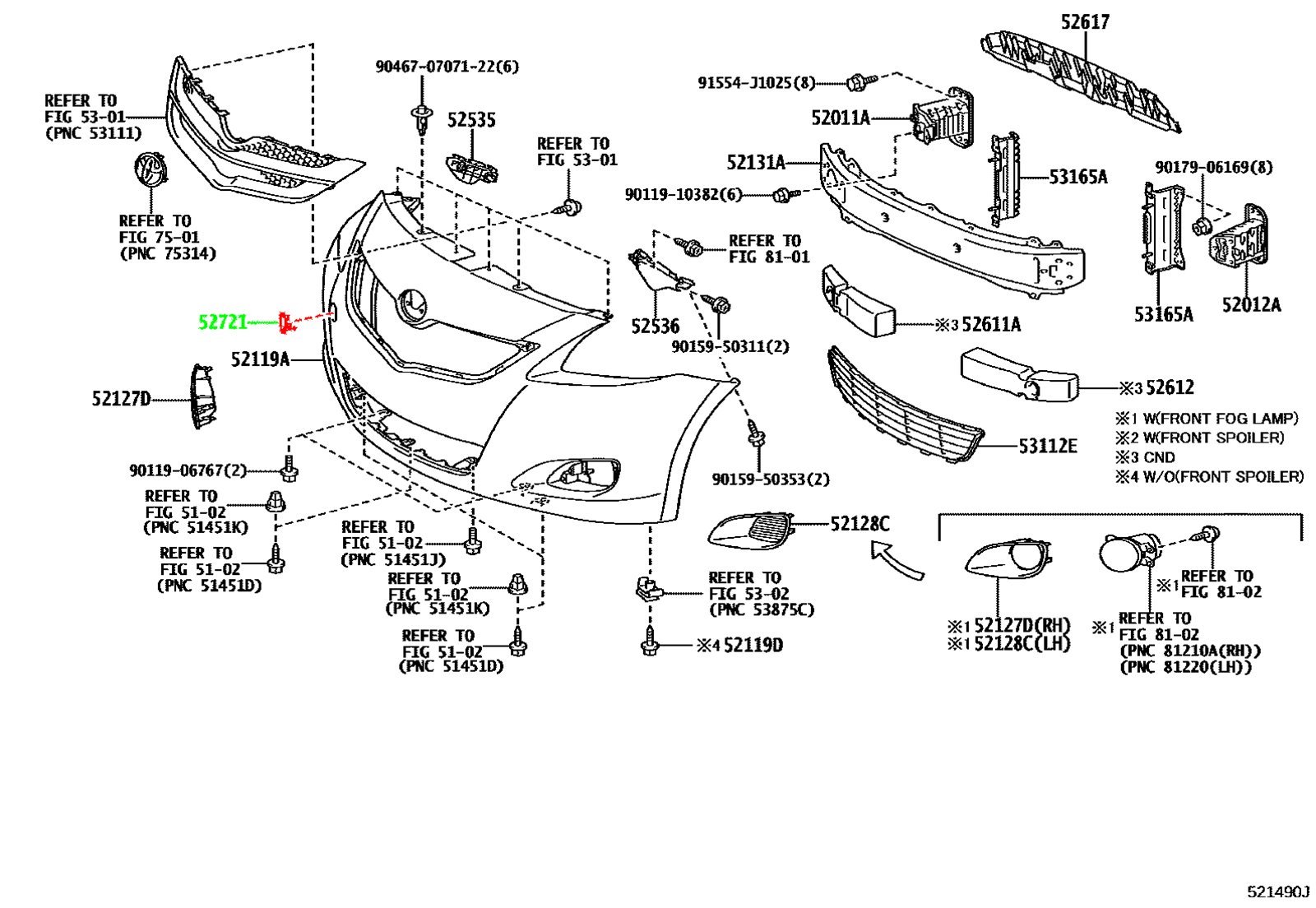 Заглушка переднего бампера TOYOTA 52721-52906 / 5272152906 — изображение 4
