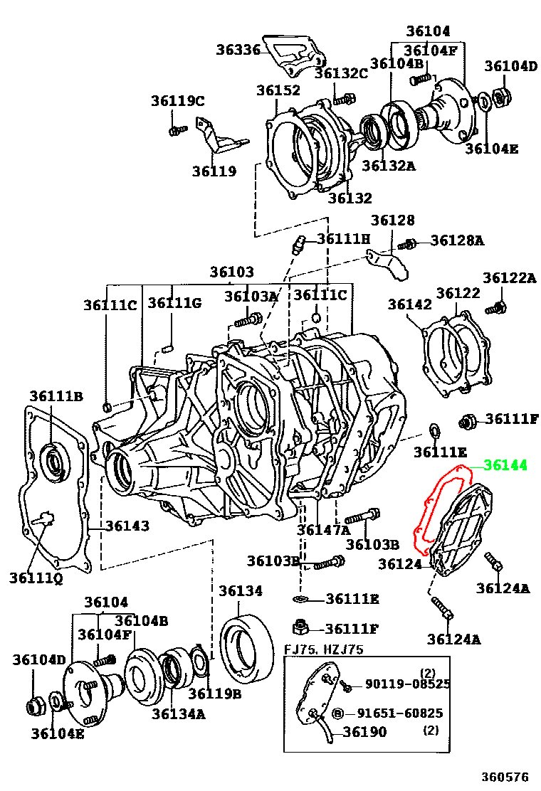 Прокладка раздаточной коробки TOYOTA 36144-60020 / 3614460020