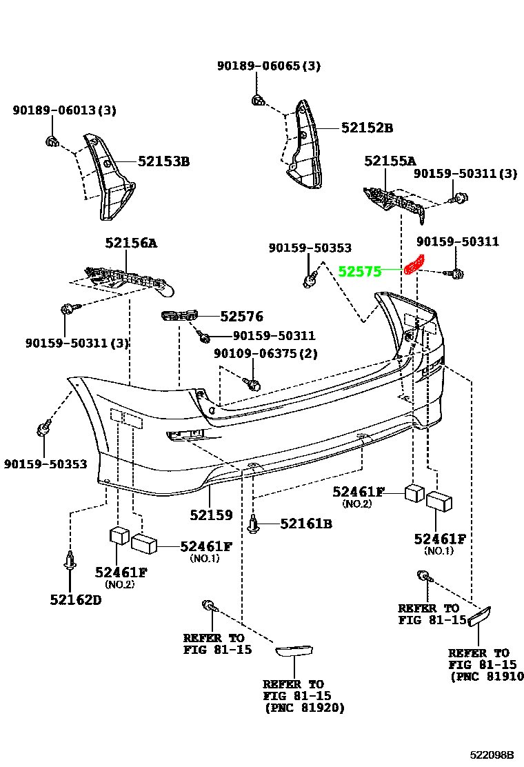 Крепление заднего бампера правое TOYOTA 52575-68020 / 5257568020