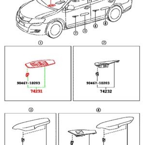 Накладка блока управления стеклоподъемниками передняя правая TOYOTA 74231-20431-E3 / 7423120431E3