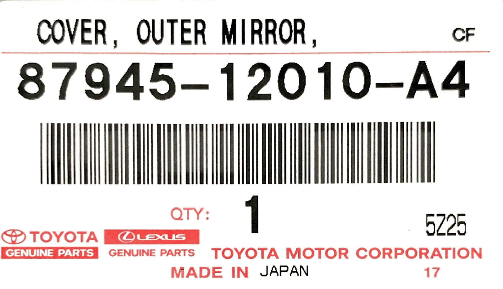 Крышка на зеркало левая TOYOTA 87945-12010-A4 / 8794512010A4 — изображение 3