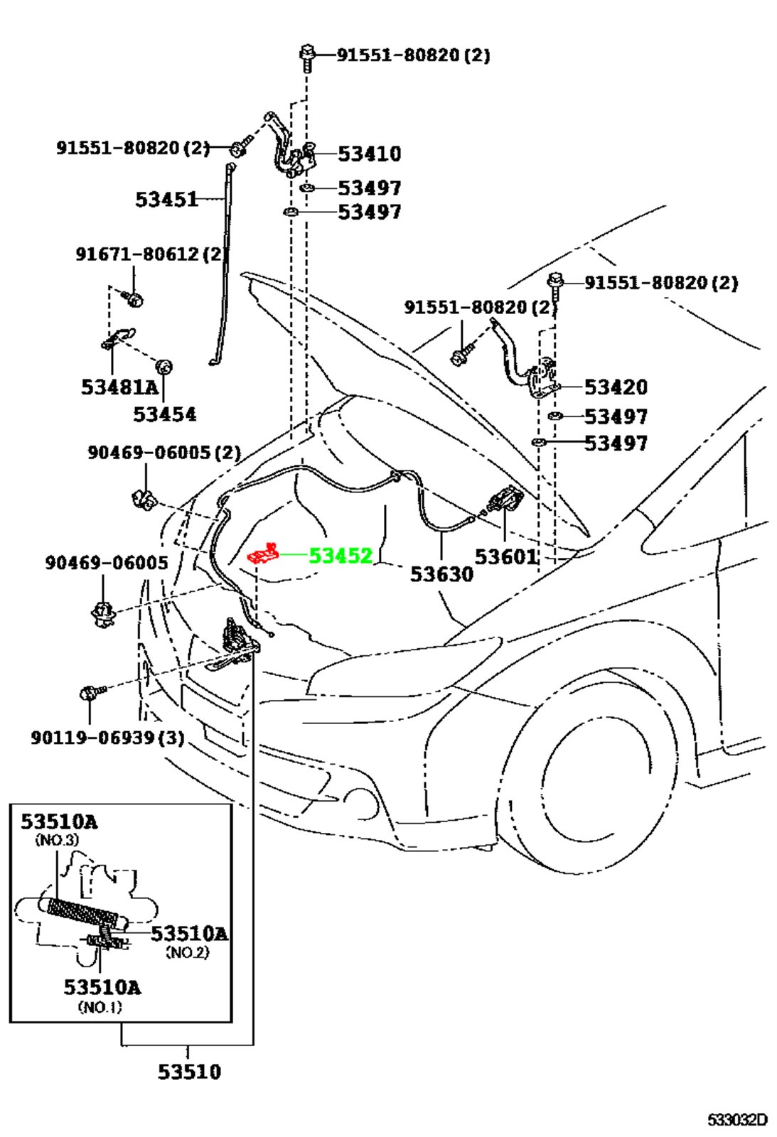 Клипса упора капота TOYOTA 53452-68010 / 5345268010 — изображение 2